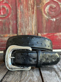 Men's Black Ostrich Print Leather Belt