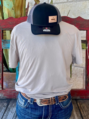 Men’s Burlebo Go To Tee Sandstone in stretchy, moisture‑wicking fabric, with UPF 50 sun protection and anti‑microbial finish - GTTSAND. Available at Blair's Western Wear, Marble Falls, TX.