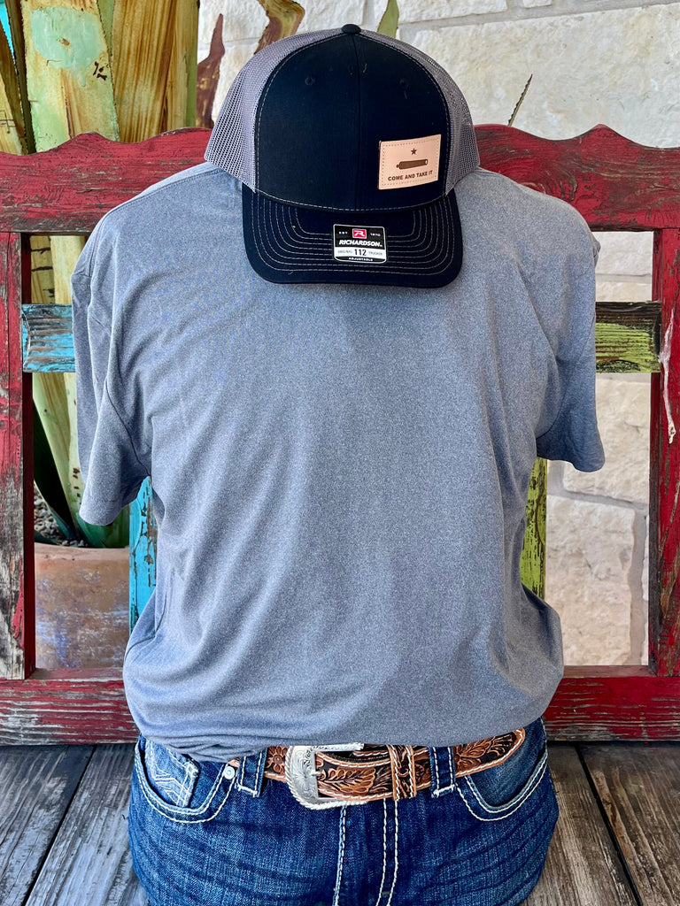 Men's Burlebo T-Shirt Solid Short Sleeve in Grey, soft poly-cotton fabric, with athletic fit for comfortable wear - GTTSGRY. Available at Blair's Western Wear, Marble Falls, TX.