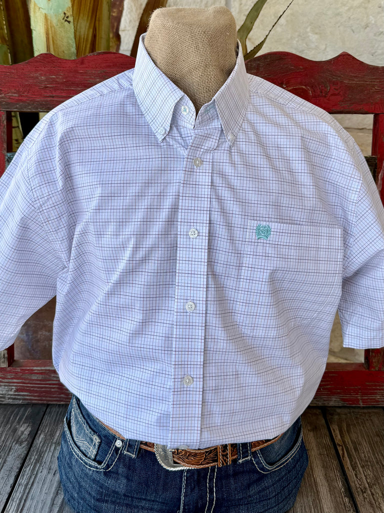 Men's Check Short Sleeve Button-Down Shirt