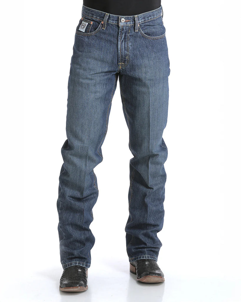 Men’s Cinch Jeans straight leg jeans in medium wash, low-rise fit for modern comfort, with durable denim construction for everyday wear - 92834013. Available at Blair's Western Wear, Marble Falls, TX.