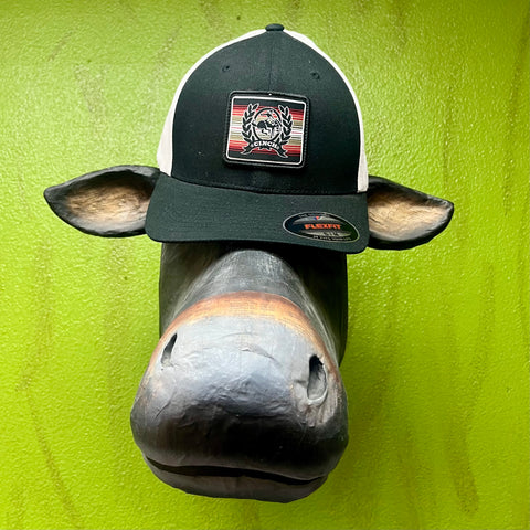 Men's Cinch Cap Black/White, Flexfit design for secure comfort, with breathable mesh back for ventilation - MCC0627797. Available at Blair's Western Wear, Marble Falls, TX.