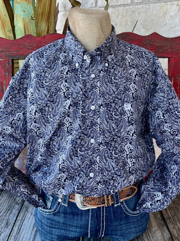 Men's Cinch Long Sleeve Shirt in multicolor paisley, classic fit with open front pocket, embroidered logo - MTW1105857. Available at Blair's Western Wear, Marble Falls, TX.