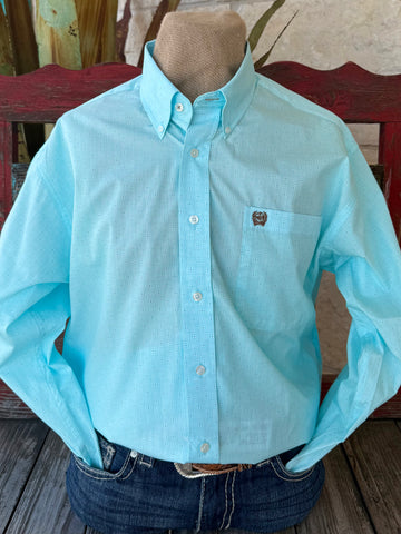 Men's Geometric Print Button-Down Long Sleeve Shirt