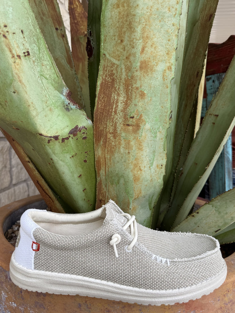 Men's off-white Wally casual shoe with braided texture — Blair's Western Wear Marble Falls TX