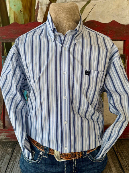 Men's Cinch Long Sleeve Stripe Button-Down Shirt - Product Tag MTW1106077