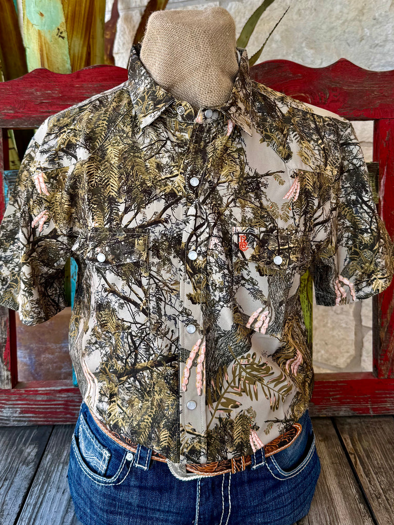 Raised By Coyotes Mesquite Camo Pearl Snap Shortsleeve L