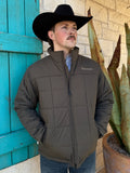 Men’s Ariat quilted jacket in olive, featuring water-resistant ripstop fabric, lightweight insulation, and an interior concealed carry pocket – 10062547. Available at Blair’s Western Wear, Marble Falls, TX.
