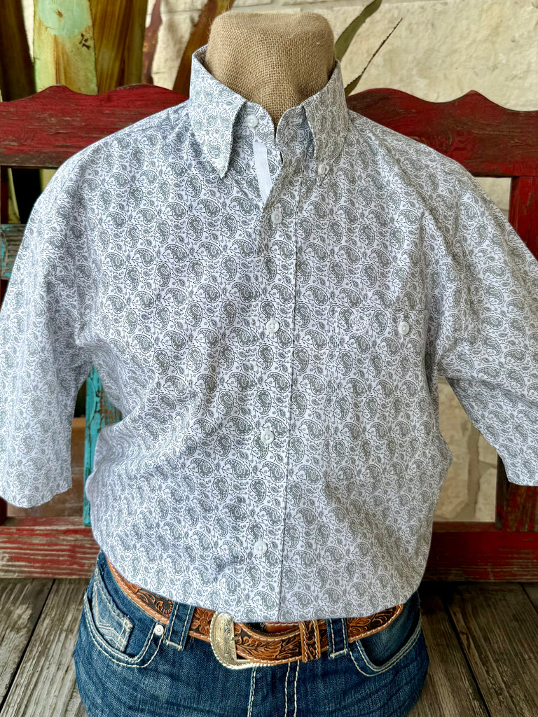 Men's Paisley Short Sleeve Button-Down Western Shirt