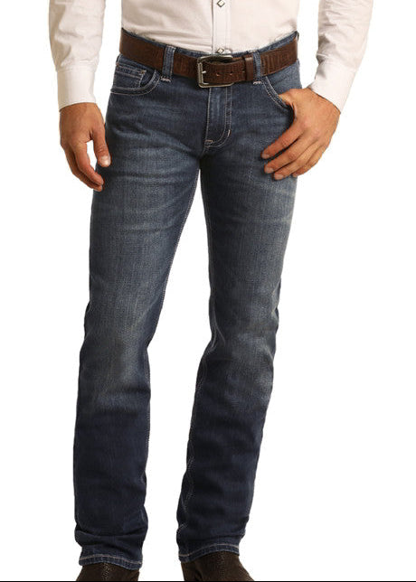 Men’s Panhandle Slim jeans slim straight in medium wash, slim straight leg for a clean modern fit, with durable denim construction for everyday comfort – M1R6202. Available at Blair's Western Wear, Marble Falls, TX.