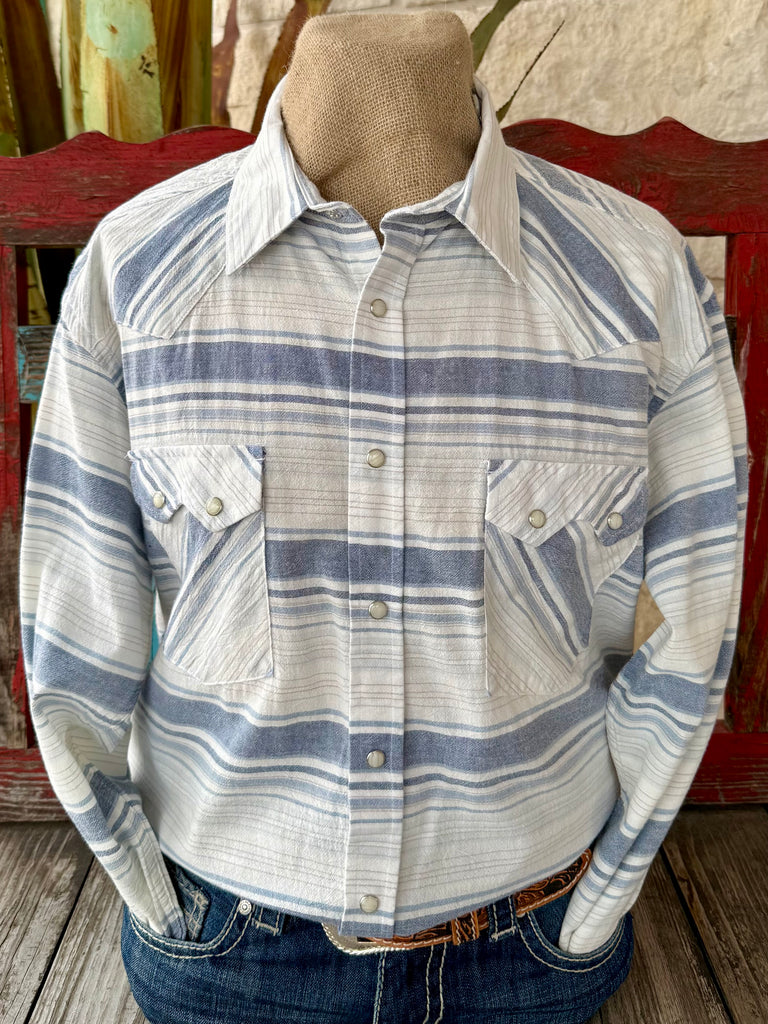 Men's Panhandle Slim Western Snap Shirt in White/Navy, lightweight textured fabric for breathable comfort, with dual chest snap pockets for functional storage - PMN2S08151. Available at Blair's Western Wear, Marble Falls, TX.
