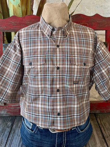 Men's Plaid Button-Down Short Sleeve Shirt