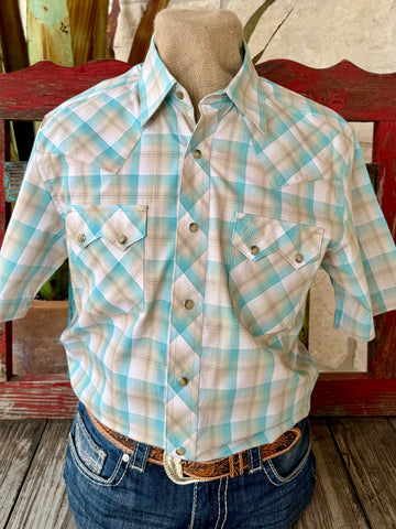 Men's Plaid Snap Short Sleeve Western Shirt
