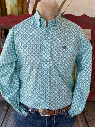 Men's Print Button-Down Long Sleeve Shirt