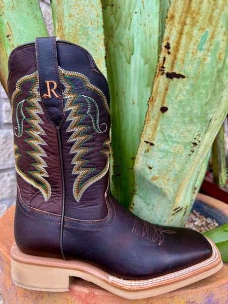 Men's R. Watson Western Boots Square Toe Roper Boot in Brown, premium full-grain leather foot and shaft provide durability and natural flexibility, with lightweight crepe rubber outsole that absorbs impact for long-lasting comfort - RW8503-2. Available at Blair's Western Wear, Marble Falls, TX.