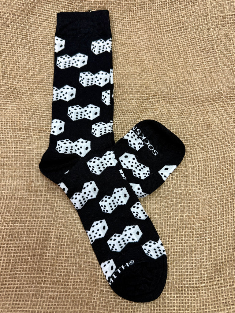 Men’s Renfro Bamboo Lucky 7s Socks in Black/White, made with breathable bamboo fibers, with a seamless toe for comfort - MBN2994. Available at Blair's Western Wear, Marble Falls, TX.