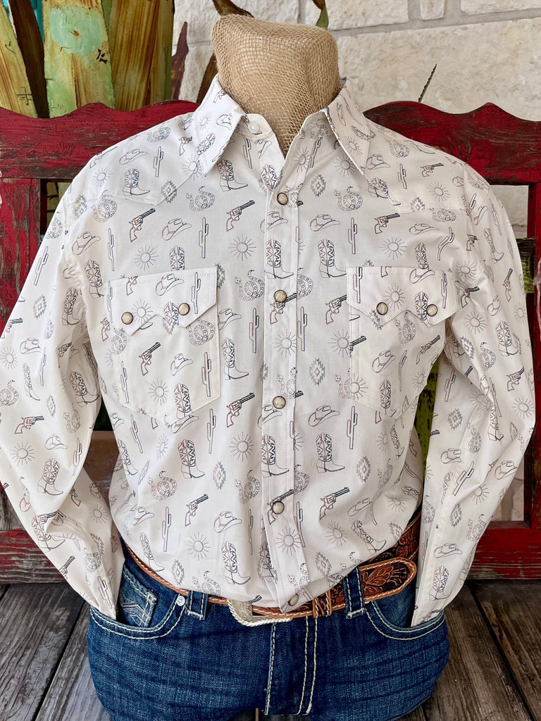 white western dress shirt Men's Rock & Roll White Western Shirt - BMN2S05837