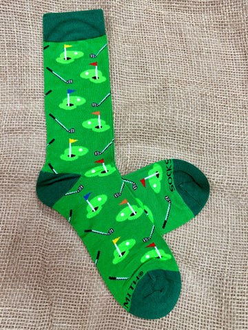 Men's Socksmith Bamboo Pitch and Putt Socks in Green, made with soft bamboo for breathable comfort, with a seamless toe for irritation-free wear - MBN3702. Available at Blair's Western Wear, Marble Falls, TX.