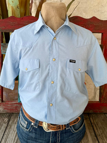 Men's Solid Snap Short Sleeve Western Shirt