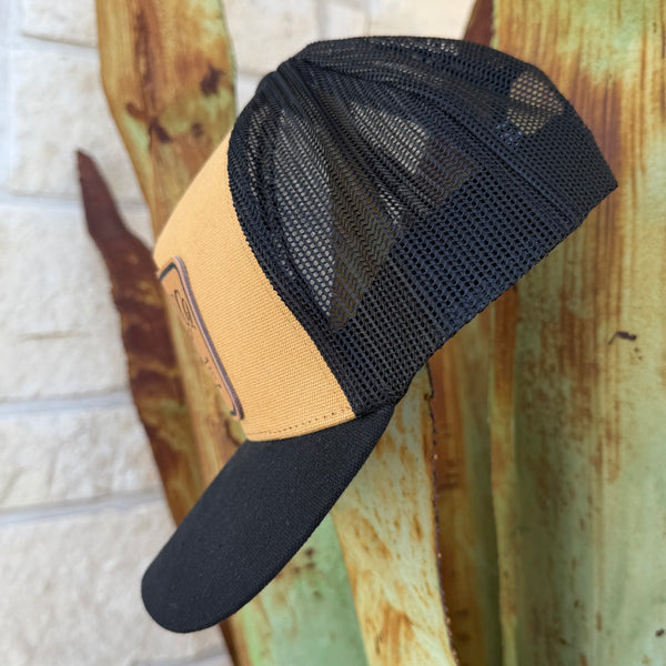 Men's Stetson Caramel & Black Logo Leather Patch Cap