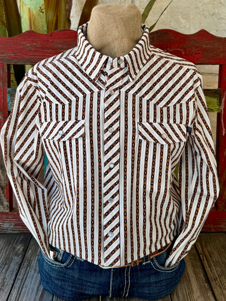 Men's Stripe Pearl Snap Long Sleeve Shirt