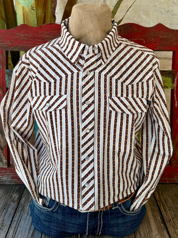 Men's Stripe Pearl Snap Long Sleeve Shirt