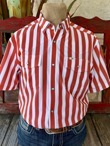 Men's Stripe Pearl Snap Short Sleeve Shirt