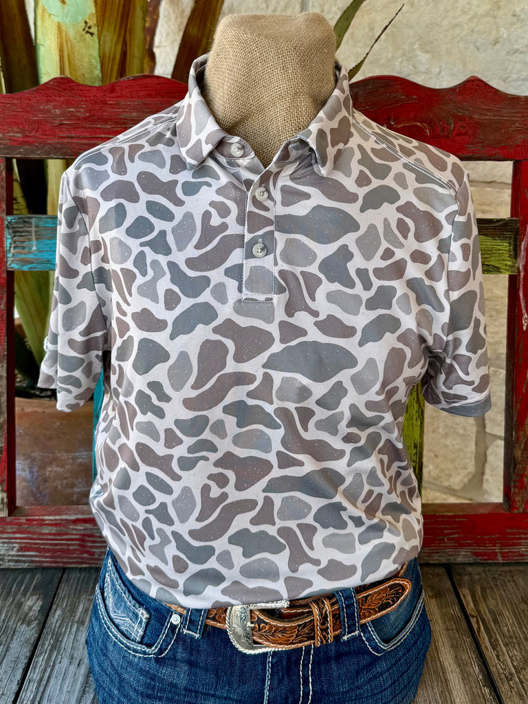 Men's Tan Camo Performance Polo Shirt