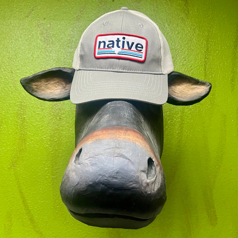 Men's Texas Native Hat Mesh Back Cap in Grey, lightweight cotton-blend front for breathable comfort, with adjustable snapback fit for all-day wear - TXNAH05. Available at Blair's Western Wear, Marble Falls, TX.