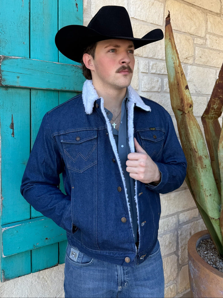 Men's Traditional Western Fleece Denim Cowboy Jacket. Shop at Blair's Western Wear in Marble Falls, TX. 