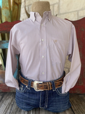 Men's Ariat Tan/White Striped Long Sleeve - 10052377 - BLAIR'S Western Wear 
