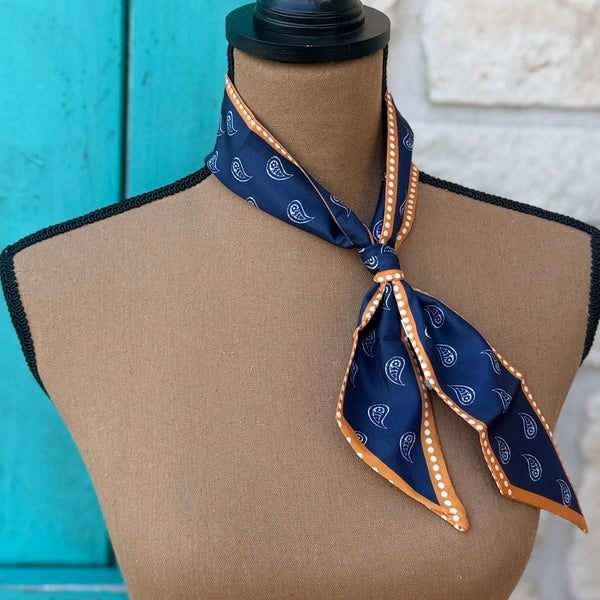 Navy & Bronze Paisley Twilly Wild Rag