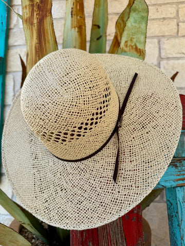 Open Crown 5" Wide Brim Jute Straw Hat