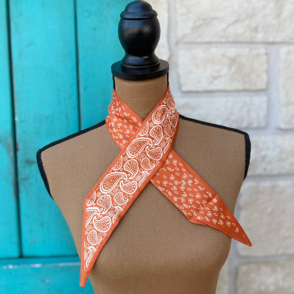 Orange & White Paisley & Dots Twilly Wild Rag