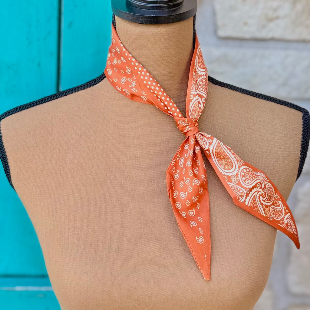 Orange & White Paisley & Dots Twilly Wild Rag