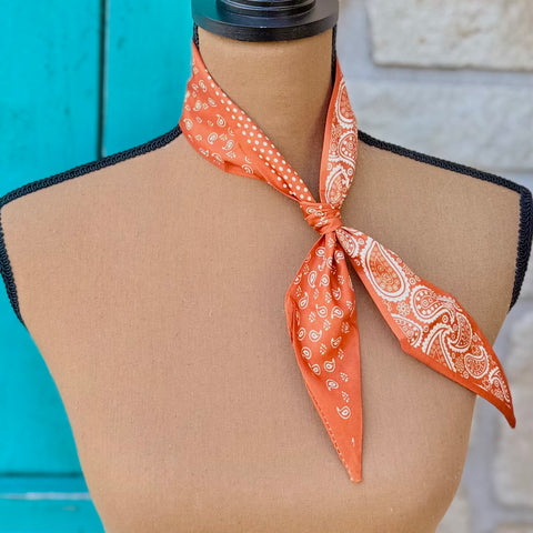 Orange & White Paisley & Dots Twilly Wild Rag