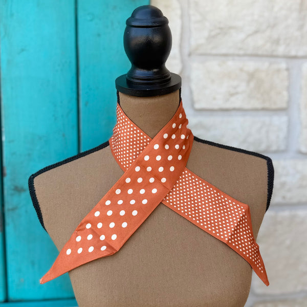 Orange & White Paisley & Dots Twilly Wild Rag