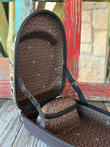 Keep your hats road-ready with the Red Dirt Company Cap Carrier. Designed in a bold green camo pattern, this durable case holds up to 4 caps and includes a built-in sunglasses compartment for easy, organized travel. Perfect for keeping your gear protected wherever the day takes you. Available at BLAIR'S Western Wear located in Marble Falls TX. 