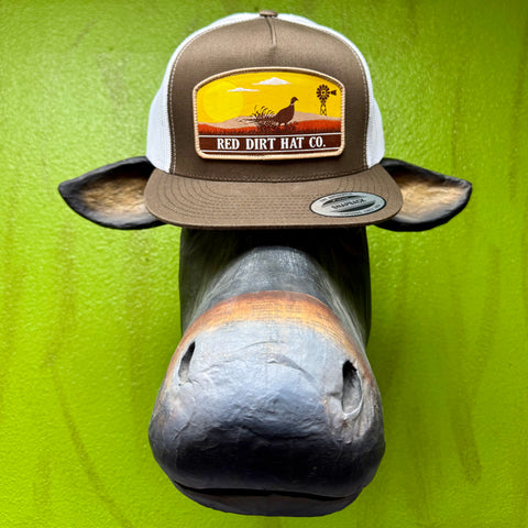 Red Dirt Hat Co. cap mesh snapback hat in brown, breathable mesh back promotes airflow to keep you cool during long days outdoors, adjustable snapback closure allows for a secure customizable fit - RDHC542. Available at Blair's Western Wear, Marble Falls, TX.