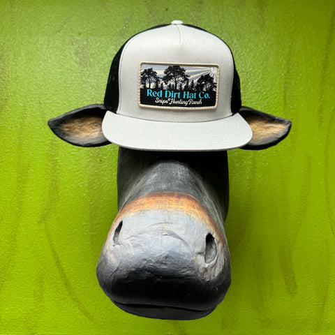 Men's Red Dirt Snipe Hunting Ranch Logo Cap in Black/Gray/Turquoise - RDHC461. Available at Blair's Western Wear, Marble Falls, TX.
