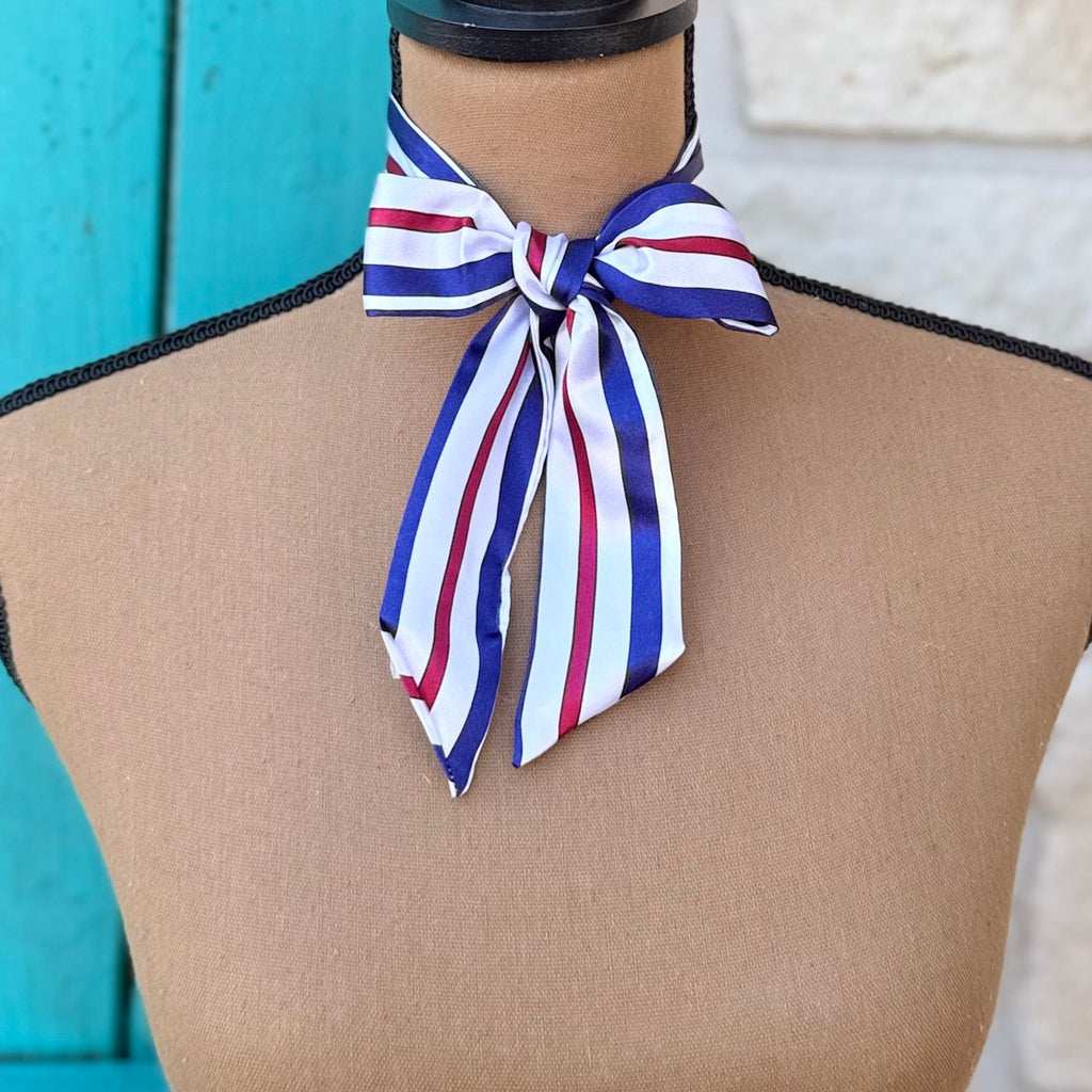 Red, White &  Blue Stripe Mini Twilly Wild Rag