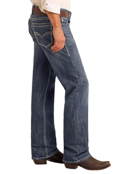 A comfortable mid-rise jean with a relaxed fit and straight leg, finished with classic Rock & Roll stitching for an easy everyday look. Rock and Roll Denim - MOS3473 -BLAIR'S Western Wear located in Marble Falls TX