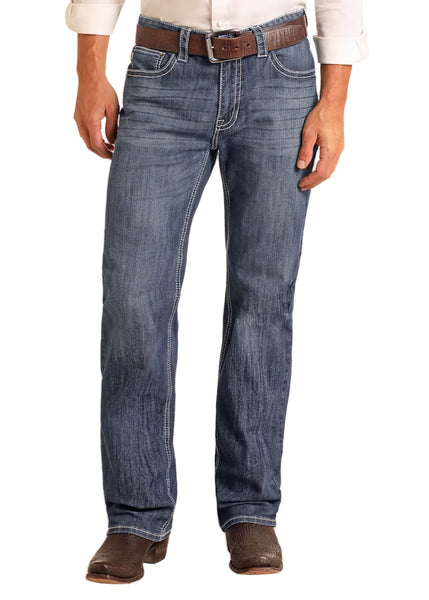 A comfortable mid-rise jean with a relaxed fit and straight leg, finished with classic Rock & Roll stitching for an easy everyday look. Rock and Roll Denim - MOS3473 -BLAIR'S Western Wear located in Marble Falls TX