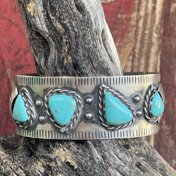 Ruler Cuff Bracelet with Turquoise - T431 - BLAIR'S Western Wear ...
