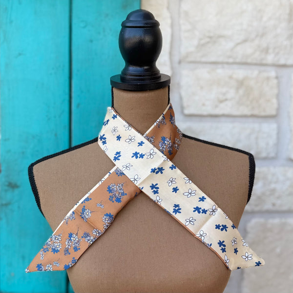 Rust & Navy Floral Twilly Wild Rag