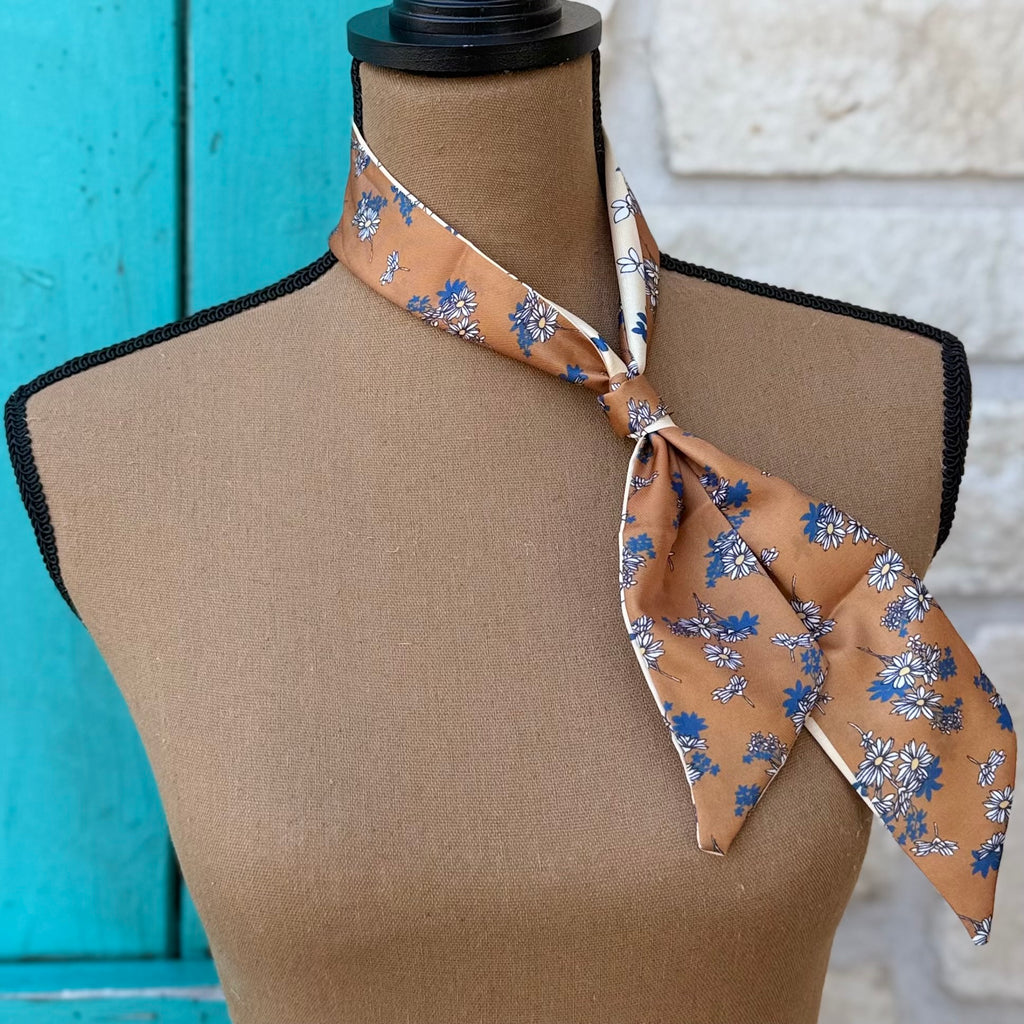 Rust & Navy Floral Twilly Wild Rag