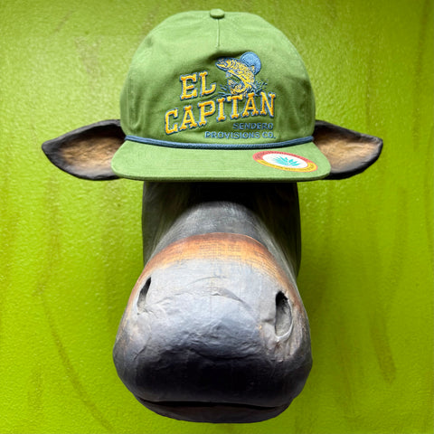 Sendero Provisions Co. cap rope style El Capitan hat in green, structured five-panel design for lasting shape, with adjustable snapback closure for a customizable fit - EL CAPITAN. Available at Blair's Western Wear, Marble Falls, TX.