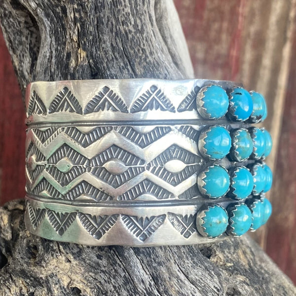 4 Row Turquoise Cuff Bracelet - CHNK4RW - BLAIR'S Western Wear located in Marble Falls TX