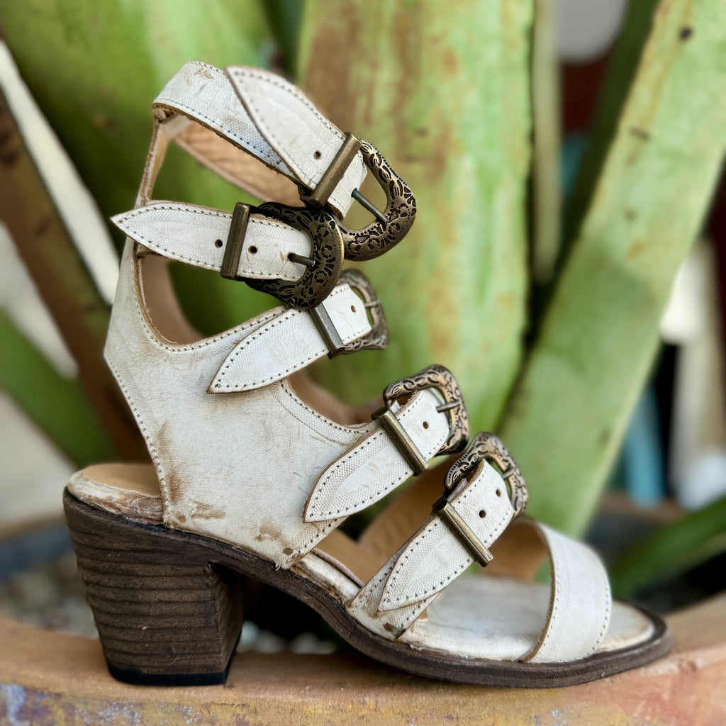 Star Heel in Off White leather by Agave Sky, featuring premium craftsmanship and elegant design. Available at Blair's Western Wear in Marble Falls, TX.
