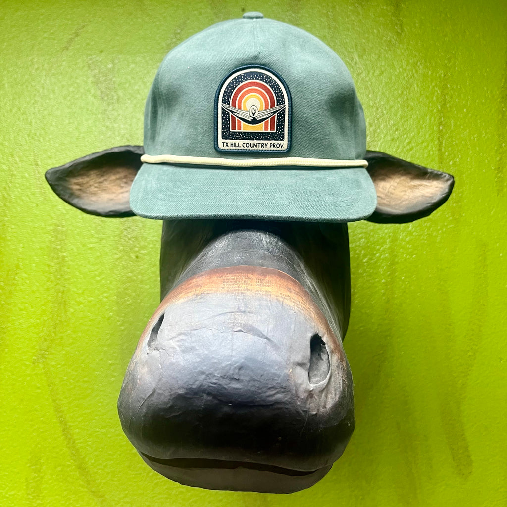 THC Provisions Hat Comic Sunset Sage/Natural Cap in Sage, with breathable cotton-blend fabric, and an adjustable snapback closure for all-day comfort – THCGUD2COS1BLGS. Available at Blair's Western Wear, Marble Falls, TX.